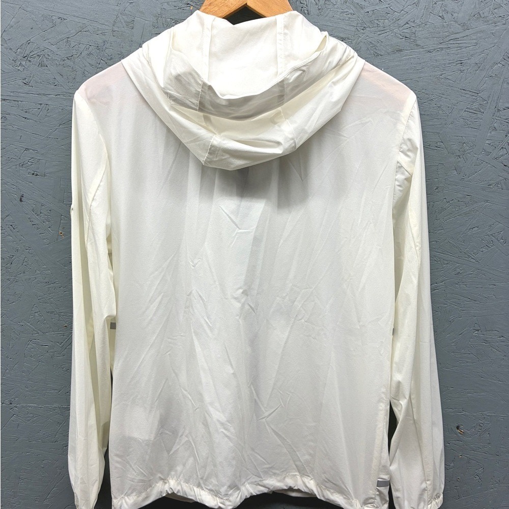 Moncler Hooded Windbreaker Jacket Womens XS 0 White Reflective Zip Outerwear - Picture 10 of 10